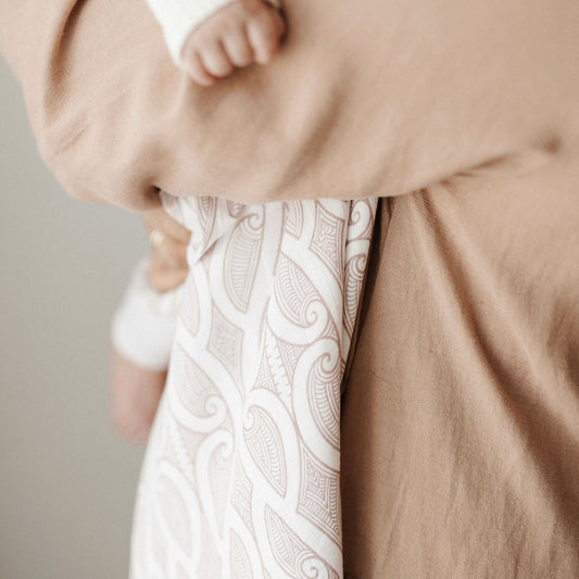 BO & KO Baby Te Pātiki Pēpi Wrap in Mauve available at Bear & Moo