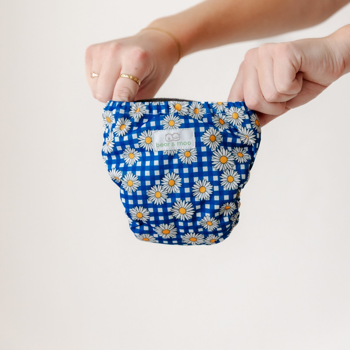 Bear & Moo Reusable Cloth Nappies | Newborn Reusable Nappy | Daisy Gingham print