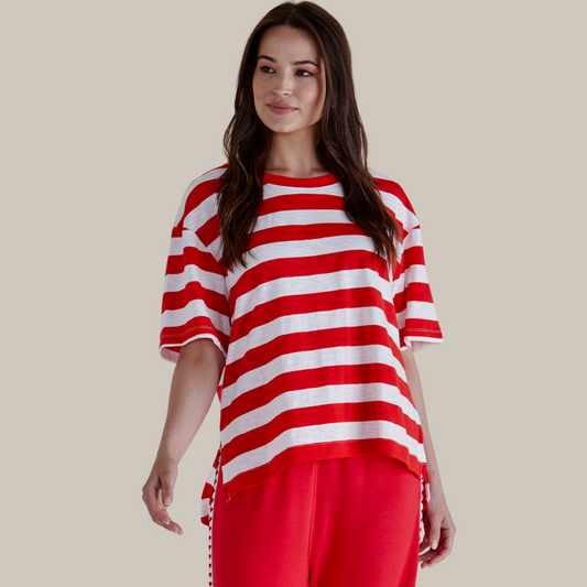 Betty Basics Relax Boxy Tee | Red Stripe available at Bear & Moo