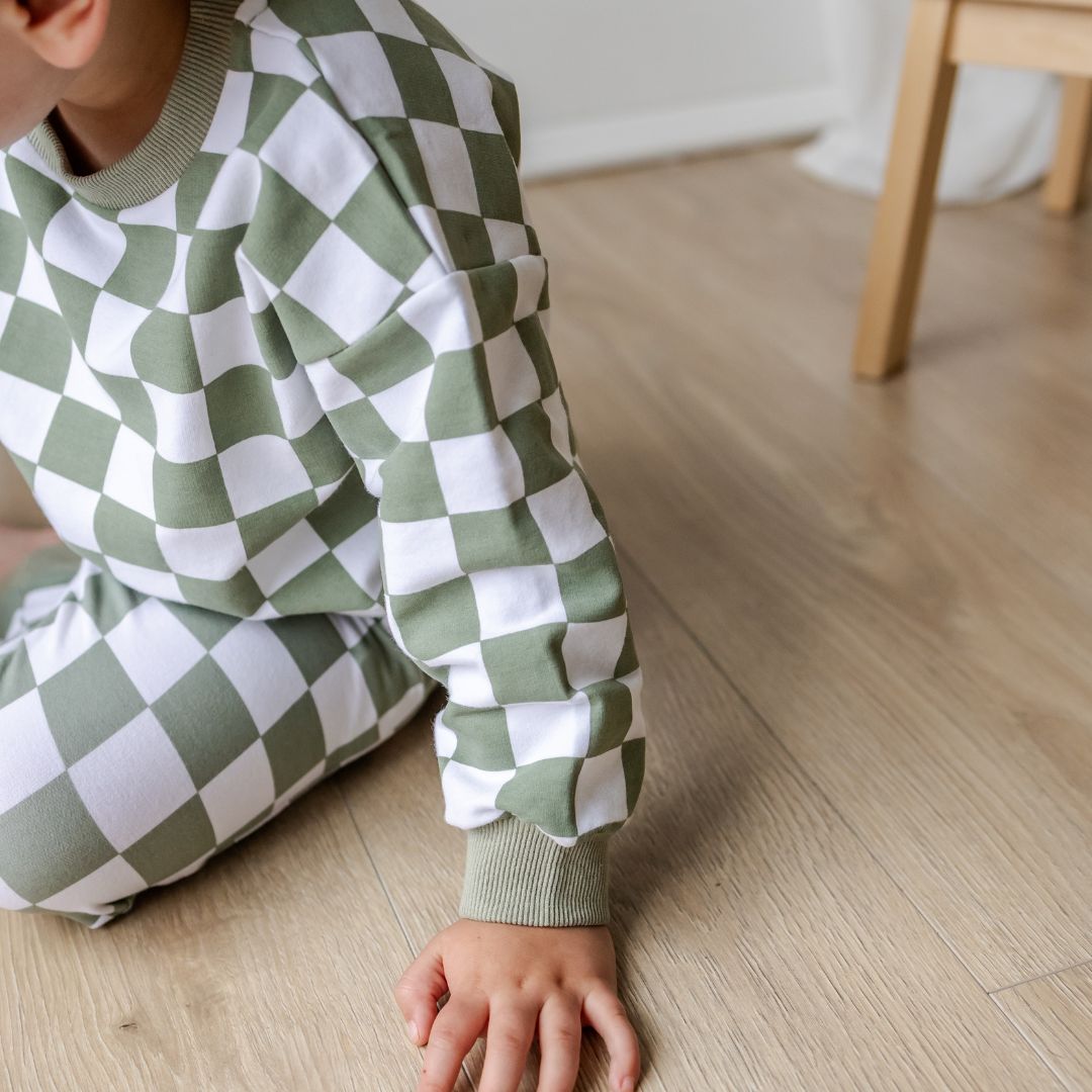 Hello Poppet Jordan Pants | Cotton Check toddler and baby pants available at Bear & Moo