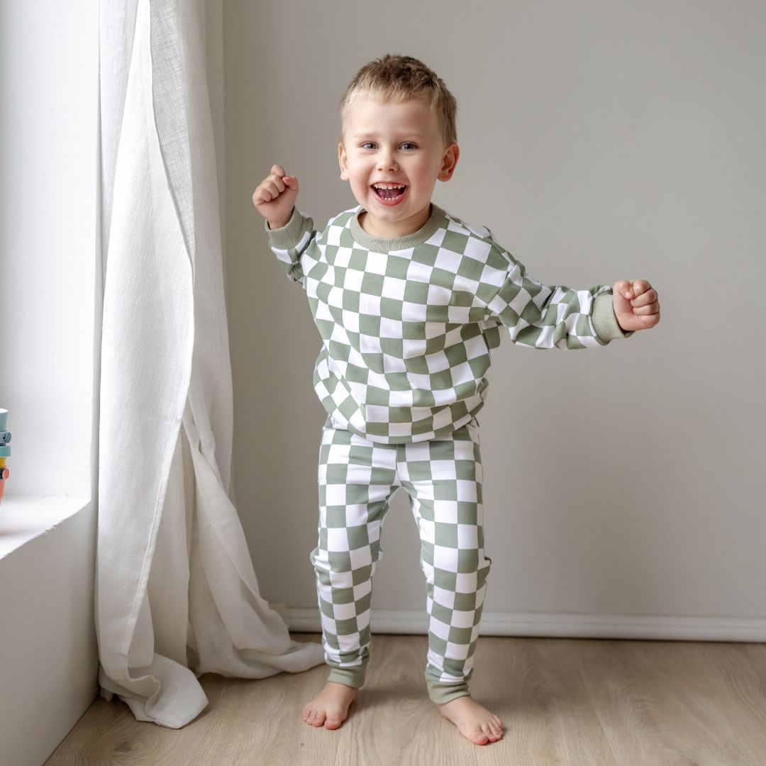 Hello Poppet Jordan Pants | Cotton Check toddler and baby pants available at Bear & Moo