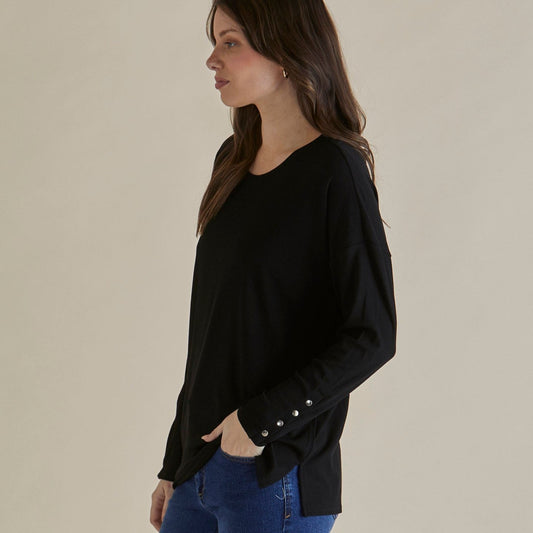 Betty Basics Hendrix Ribbed Long Sleeve Tee | Black available at Bear & Moo