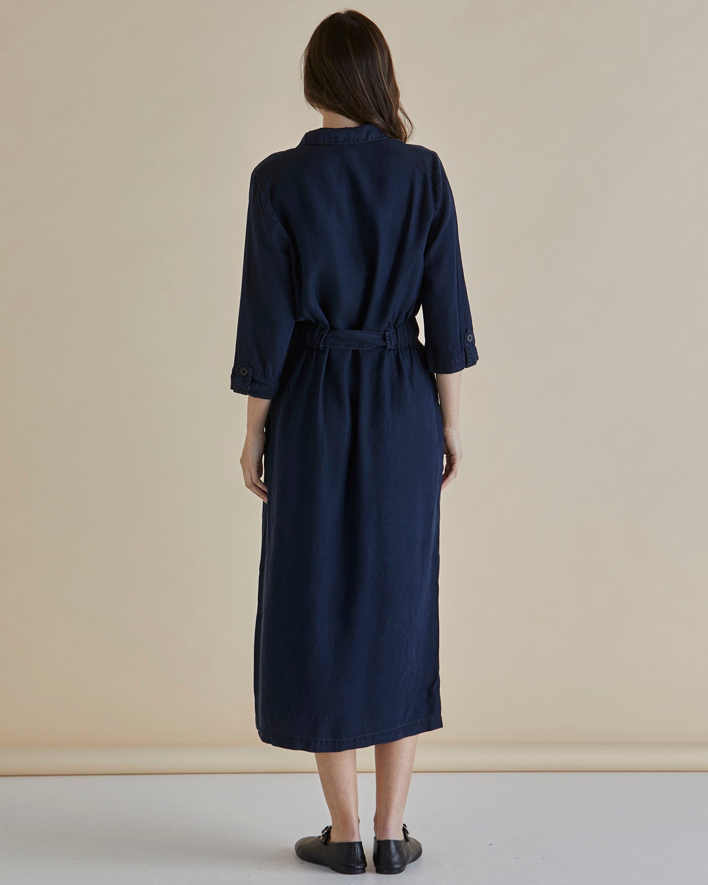 Betty Basics Betty Lyocell Shirt Dress | Dark Vintage Blue available at Bear & Moo