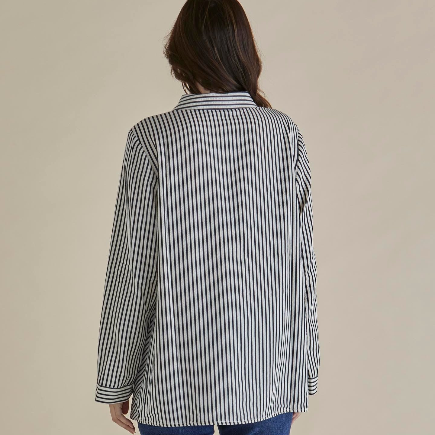 Betty Basics Crinkle Shirt in Black & White Stripe available at Bear & Moo