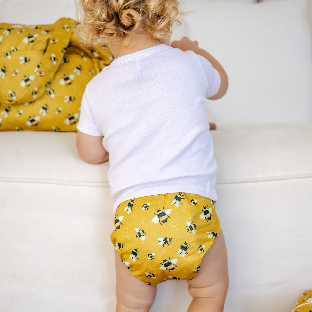 Bear & Moo Reusable Day Bags | Nappy Bags | Busy Bees print