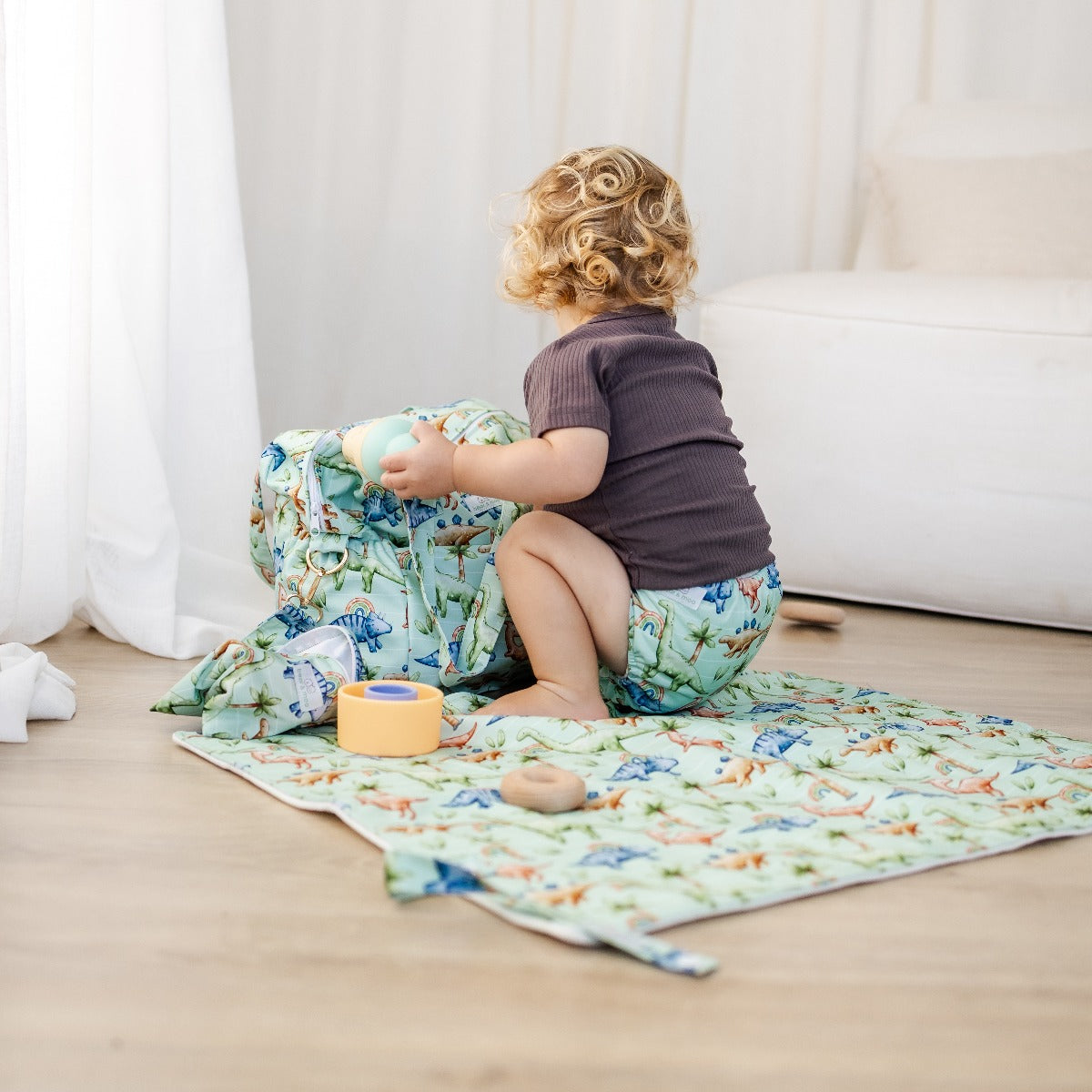 Bear & Moo Reusable Day Bags | Nappy Bags | Jurassic print