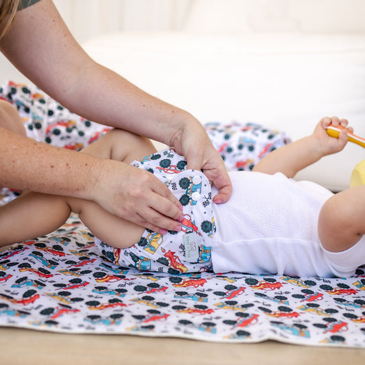 Bear & Moo Reusable Change Mat | Demolition Derby print