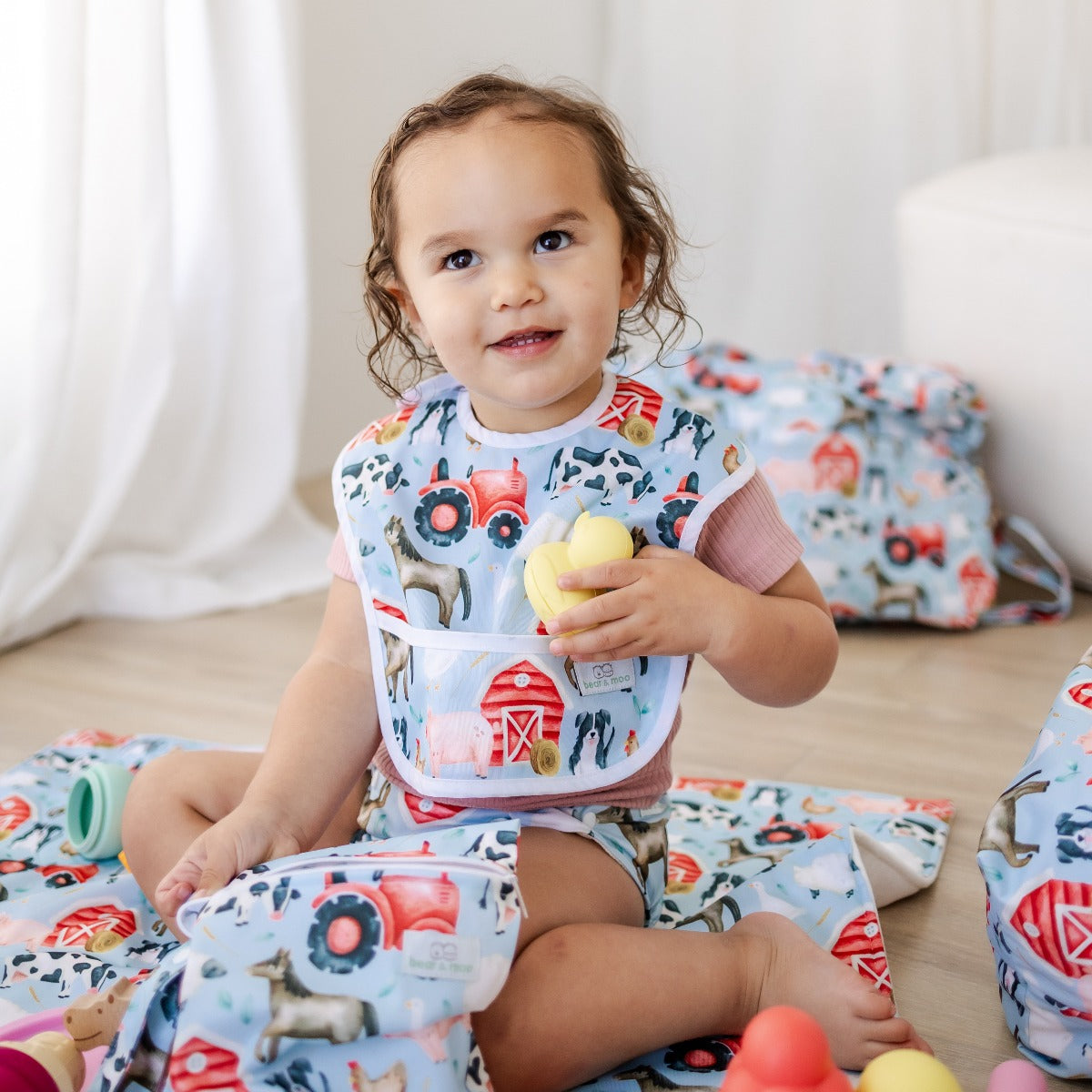 Bear & Moo Reusable Day Bags | Nappy Bags | Daisy Gingham print