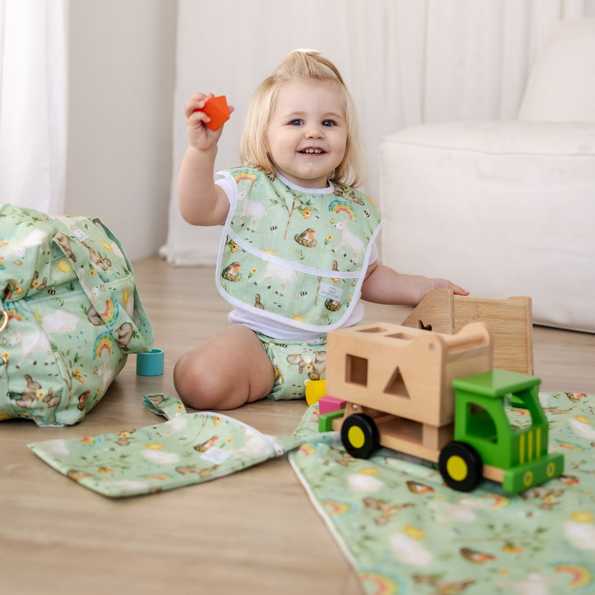 Bear & Moo Reusable Day Bags | Nappy Bags | Signs of Spring print