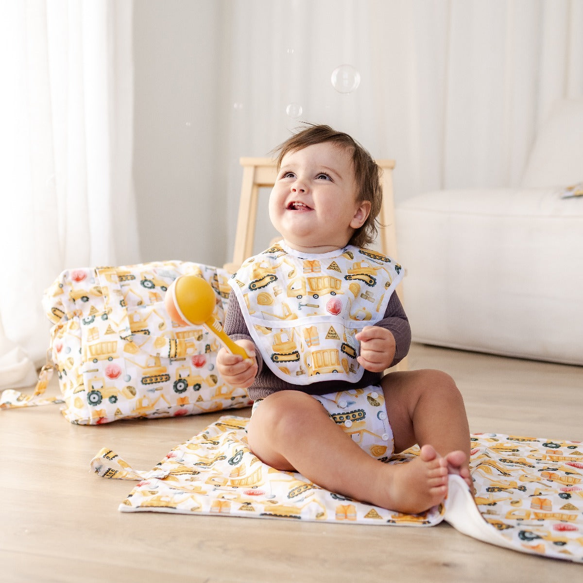 Bear & Moo Reusable Day Bags | Nappy Bags | Stop for Construction print