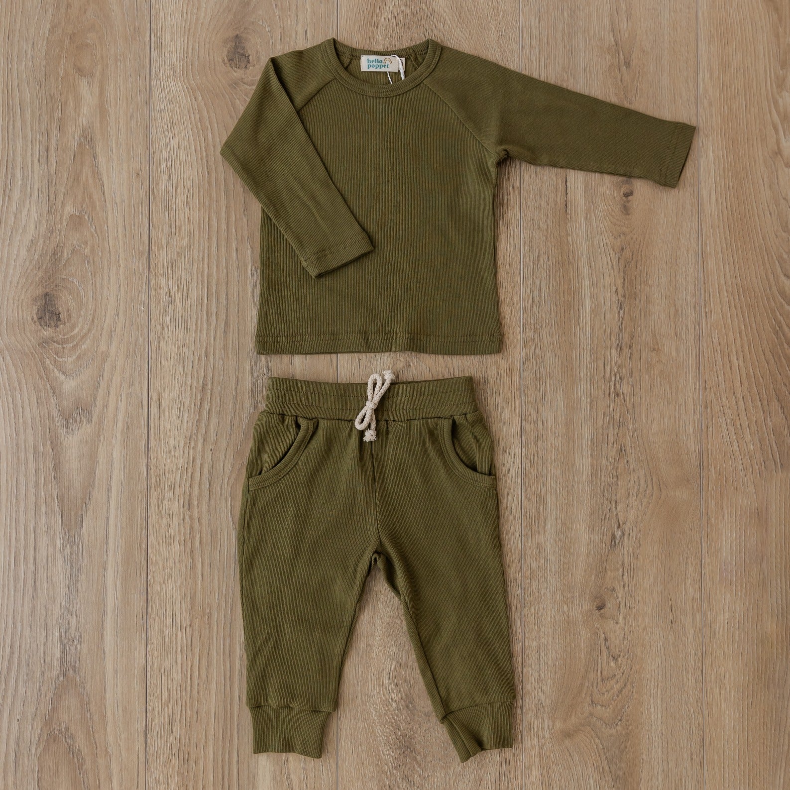 Hello Poppet Lightweight Lounge Set in Moss available at Bear & Moo