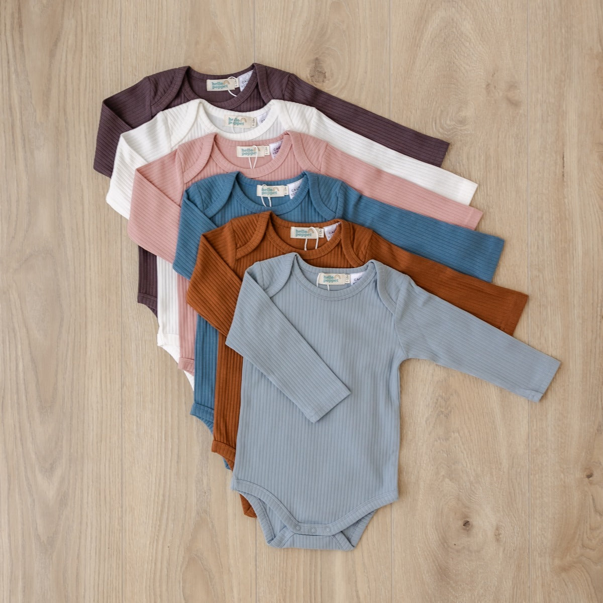 Hello Poppet Original Ribbed Bodysuit | Longsleeve available at Bear & Moo