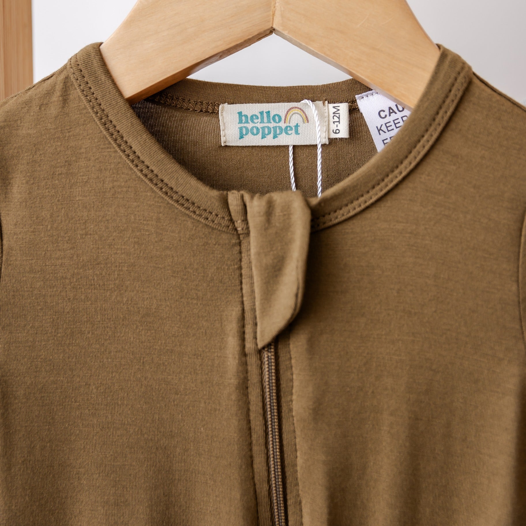 Hello Poppet Bamboo All-in-One suit in Olive available at Bear & Moo