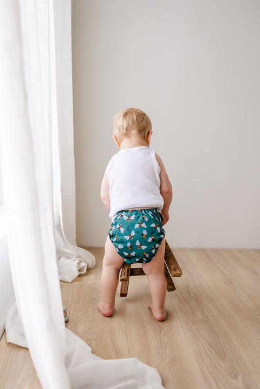 Bees & Leaves Cloth Nappy | One Size Fits Most