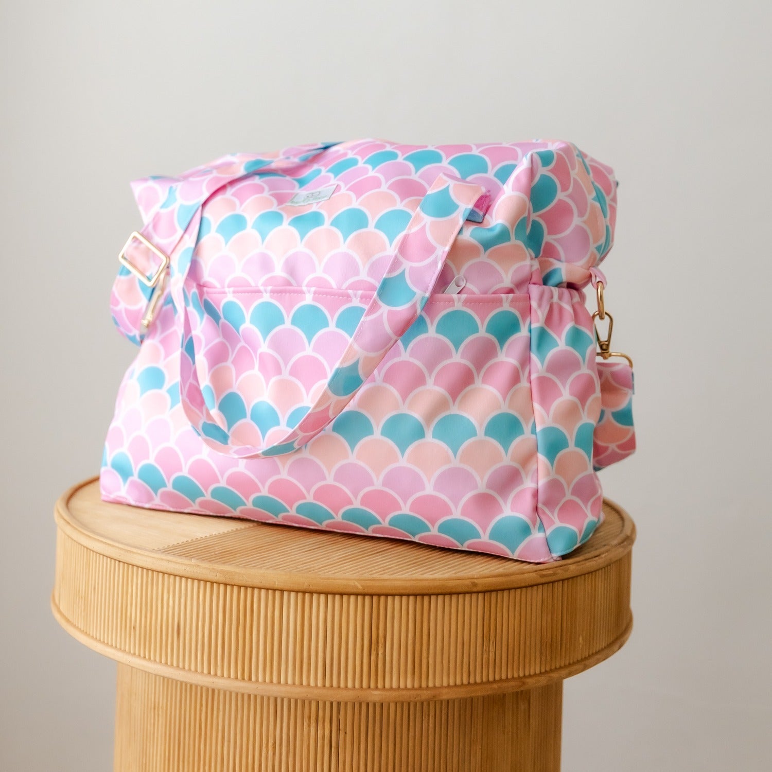 Bear & Moo Day Bag | Nappy Bag in Pastel Scales print