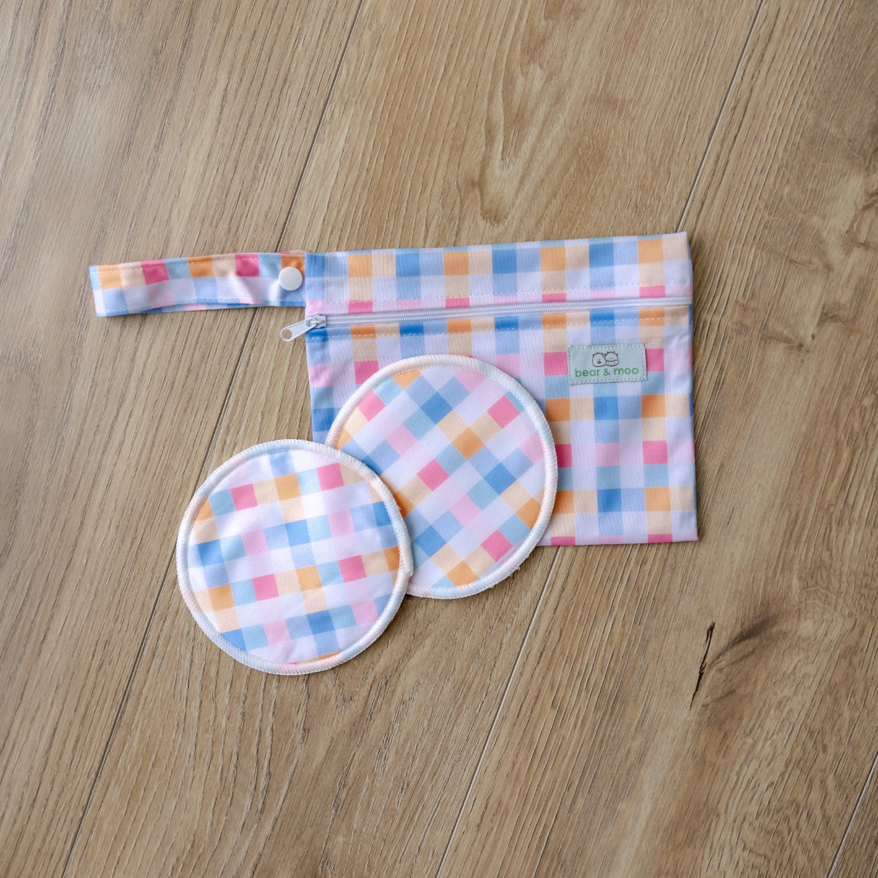 Bear & Moo Pastel Plaid Reusable Breast Pads