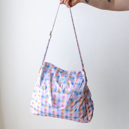 Bear & Moo Day Bag | Pastel Plaid