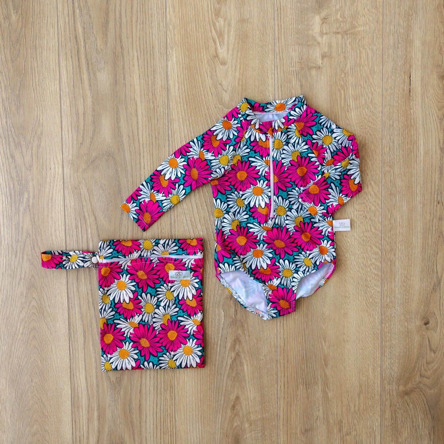 Bear & Moo Harper Swimsuit | Kids Togs | Retro Daisies + Medium Wet Bag