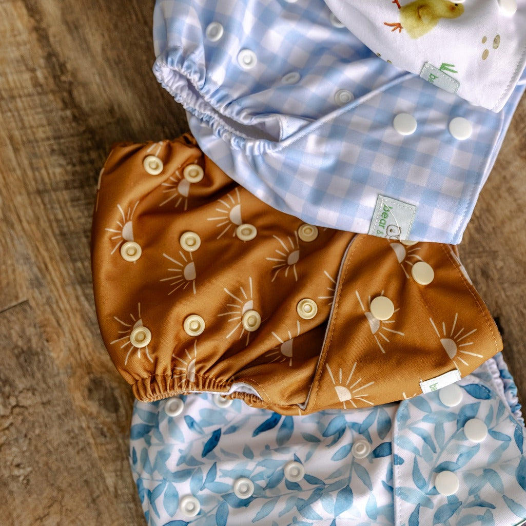 Bear & Moo Reusable Cloth Nappies One Size Fits Most in Boho Sunrise print