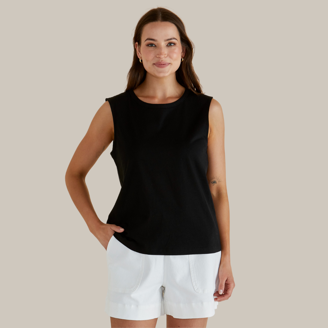 Betty Basics Jordyn Tank in Black available at Bear & Moo