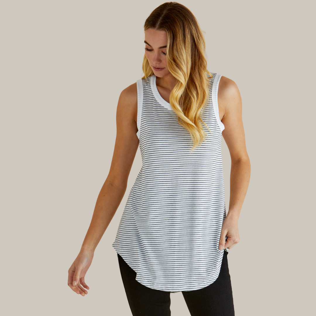 Betty Basics Keira Tank | Jet Black Stripe available at Bear & Moo