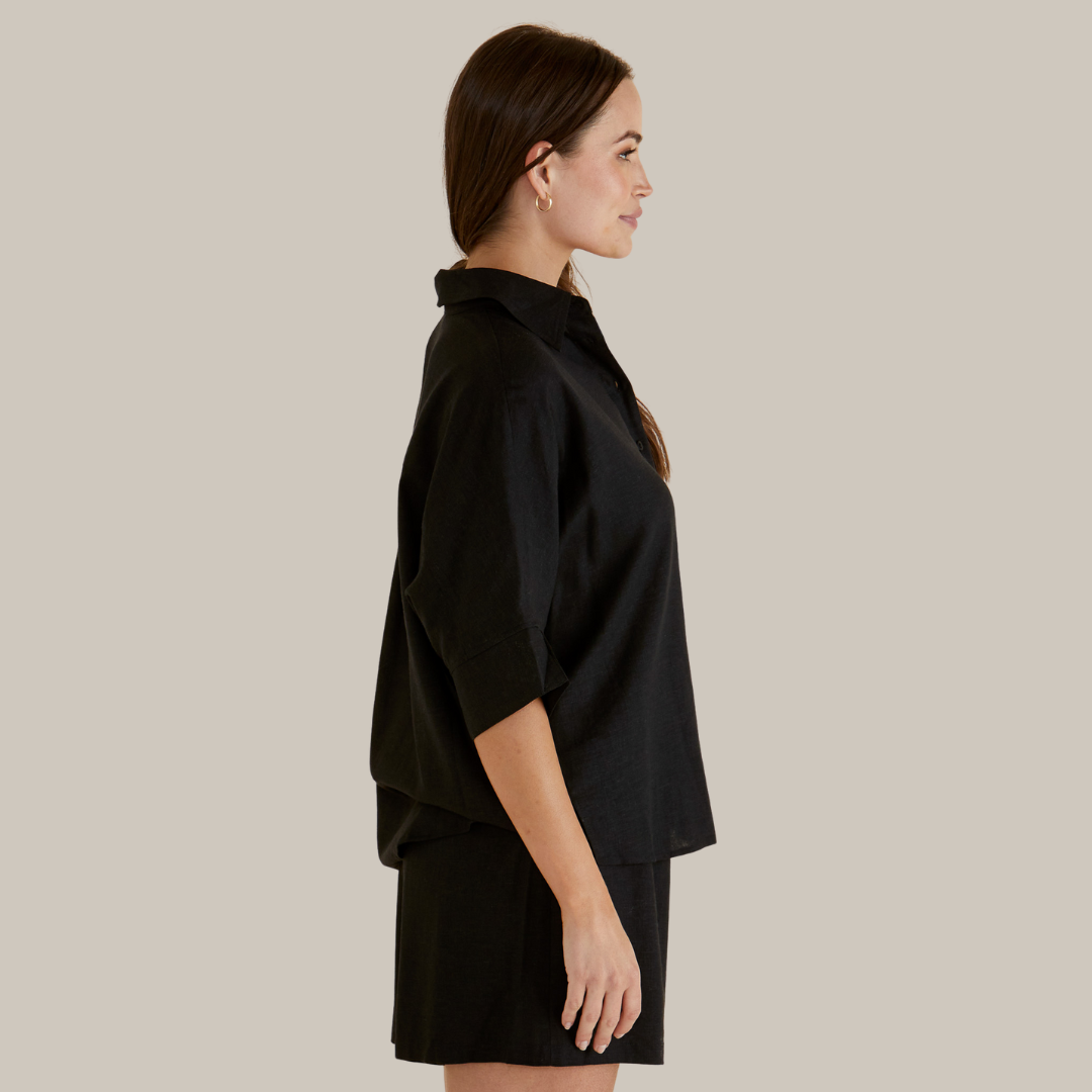 Betty Basics Lynwood Linen Shirt | Black available at Bear & Moo