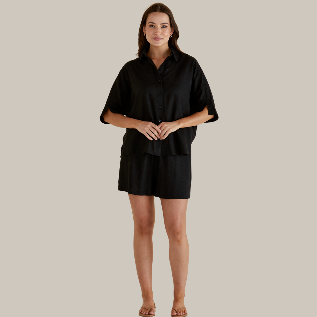 Betty Basics Lynwood Linen Shirt | Black available at Bear & Moo