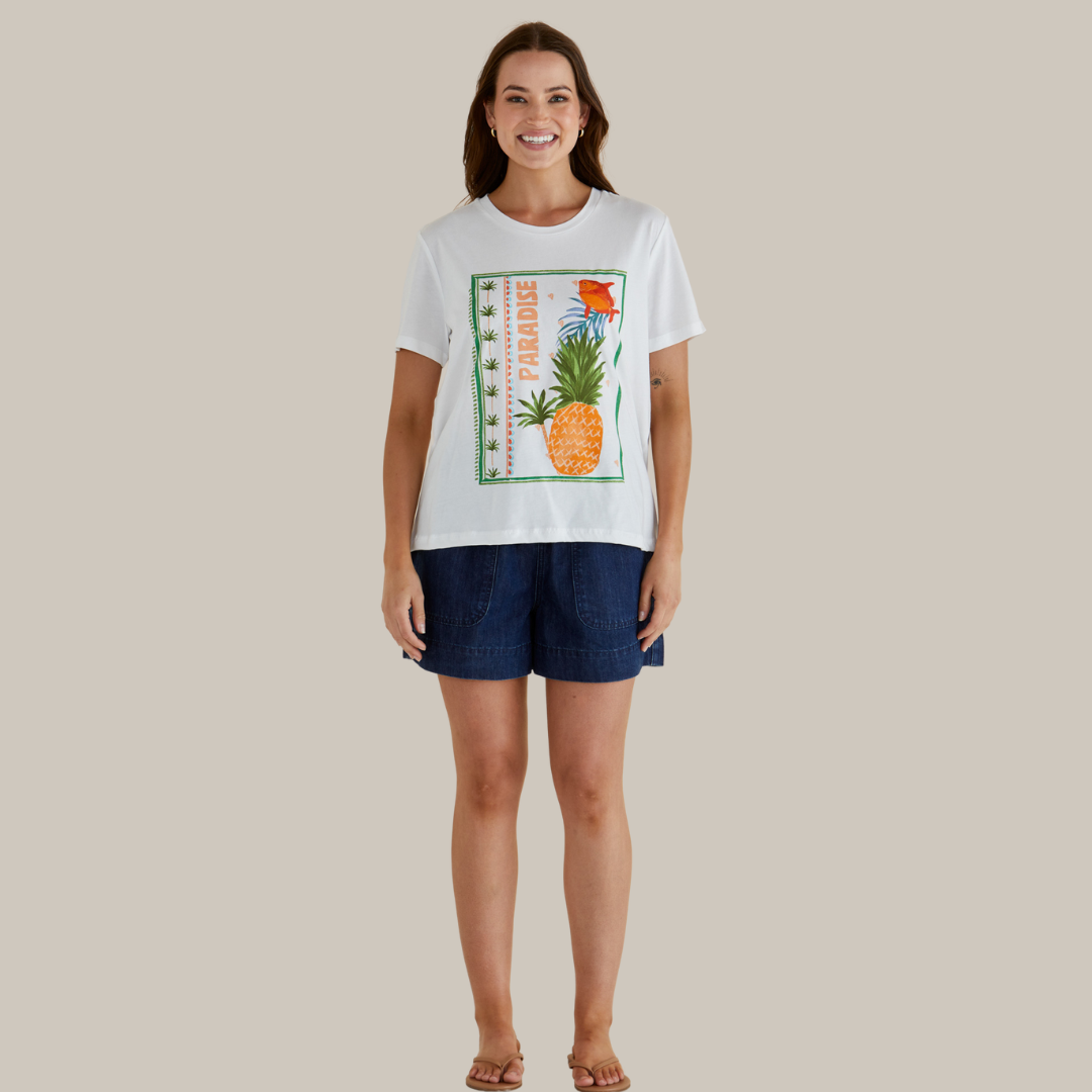 Betty Basics Ellia Crew Tee | Paradise available at Bear & Moo