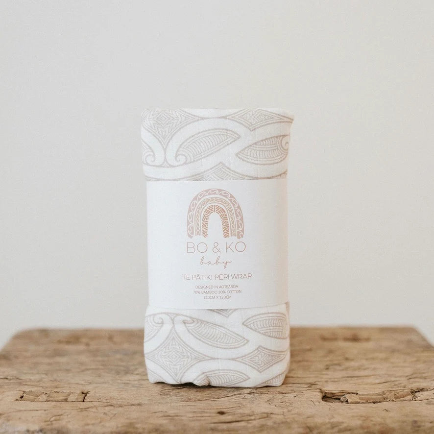 BO & KO Baby Te Pātiki Pēpi Wrap | Mocha available at Bear & Moo