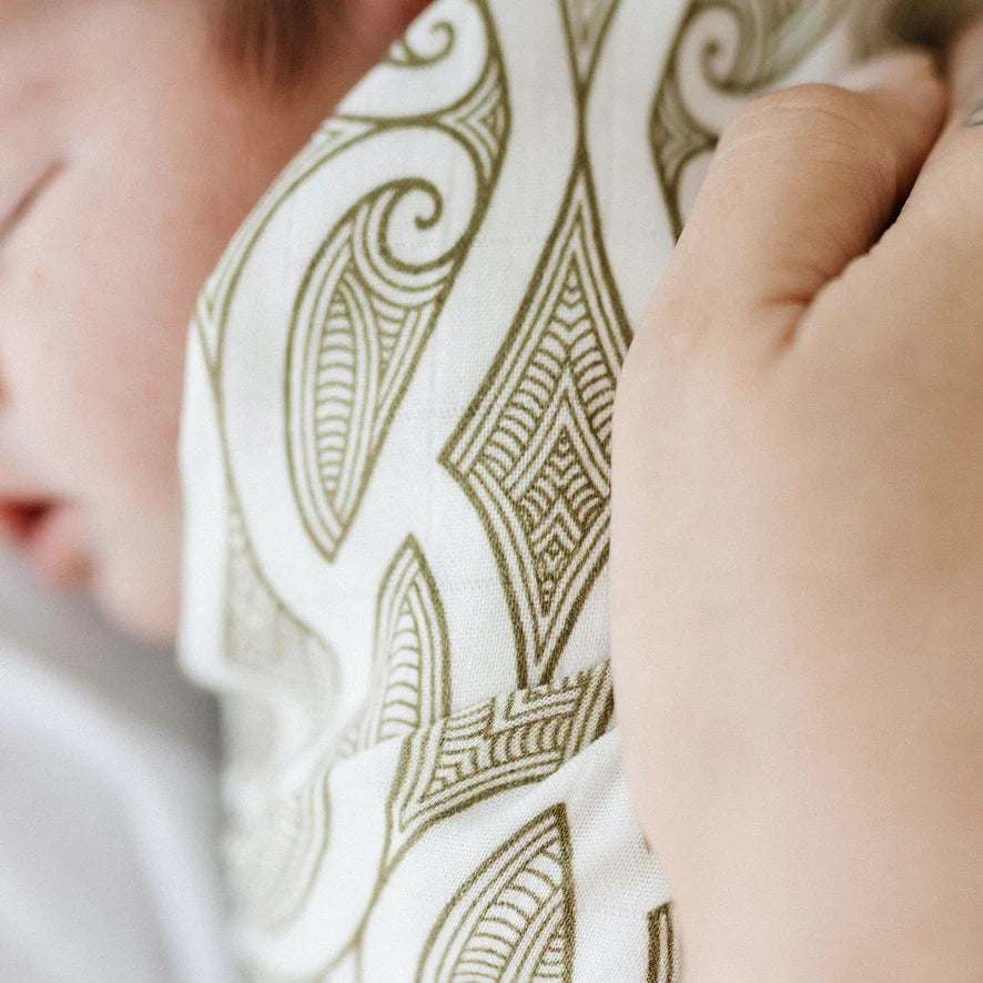 BO & KO Baby Te Pātiki Pēpi Wrap | Green available at Bear & Moo