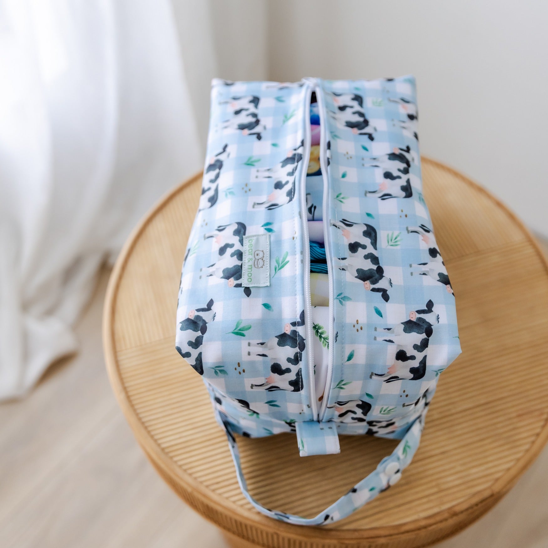 Bear & Moo Nappy Pod in Friesians print