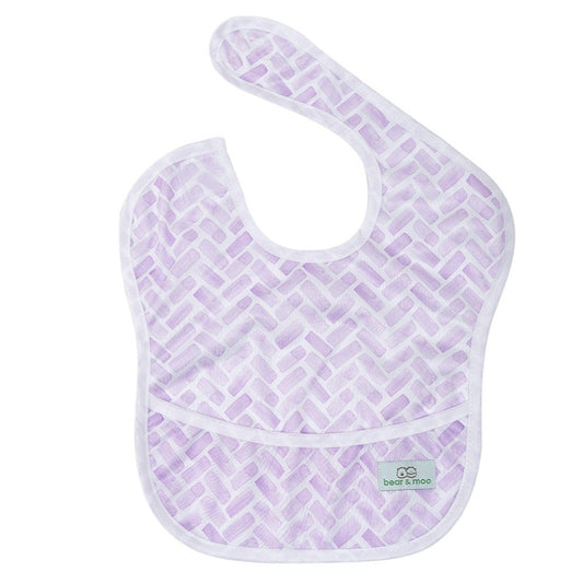 Bear & Moo Classic Bib | Herringbone Lilac