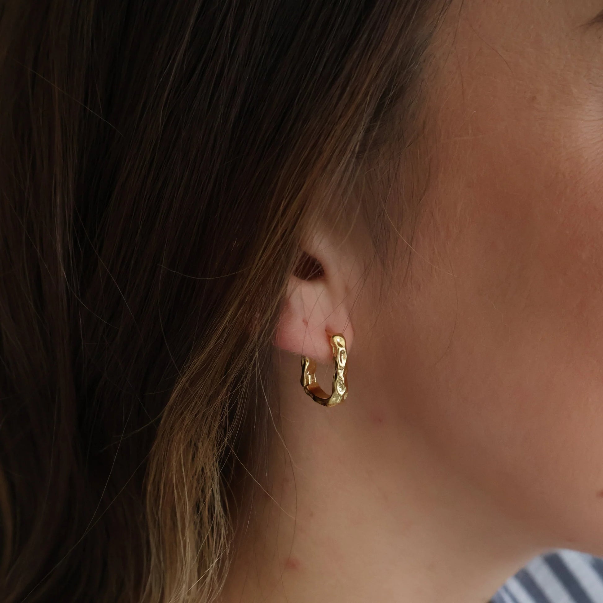 Katyb Jewellery Crater Hoop Earrings available at Bear & Moo in Gold and Silver