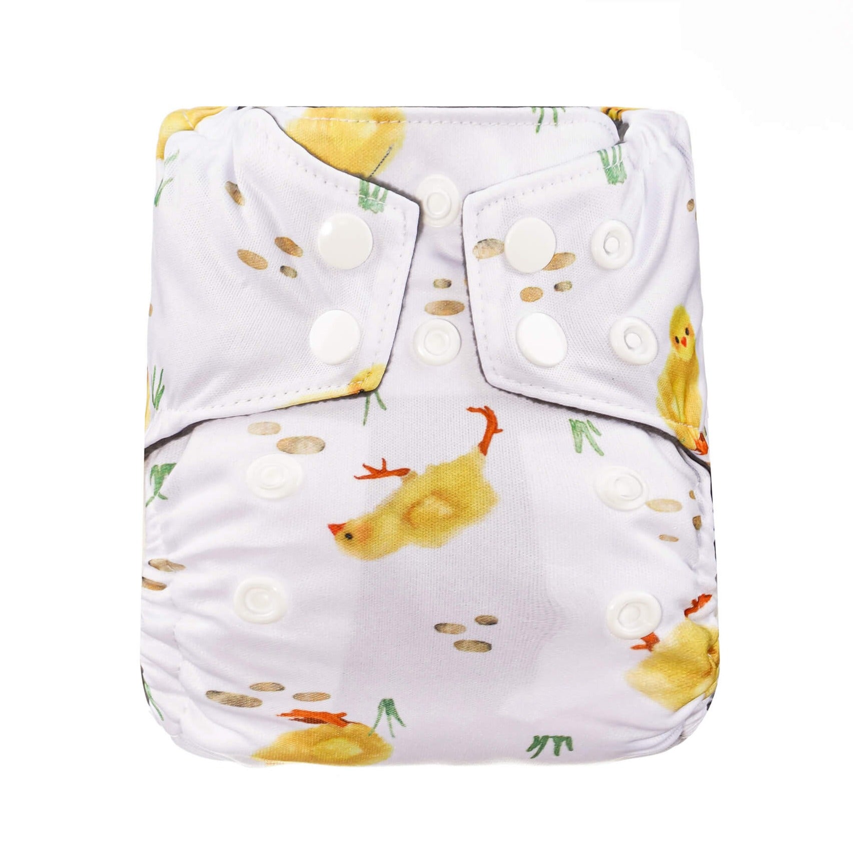 Bear & Moo Reusable Microfibre & Charcoal Bamboo Newborn Nappy in Little Chicks print