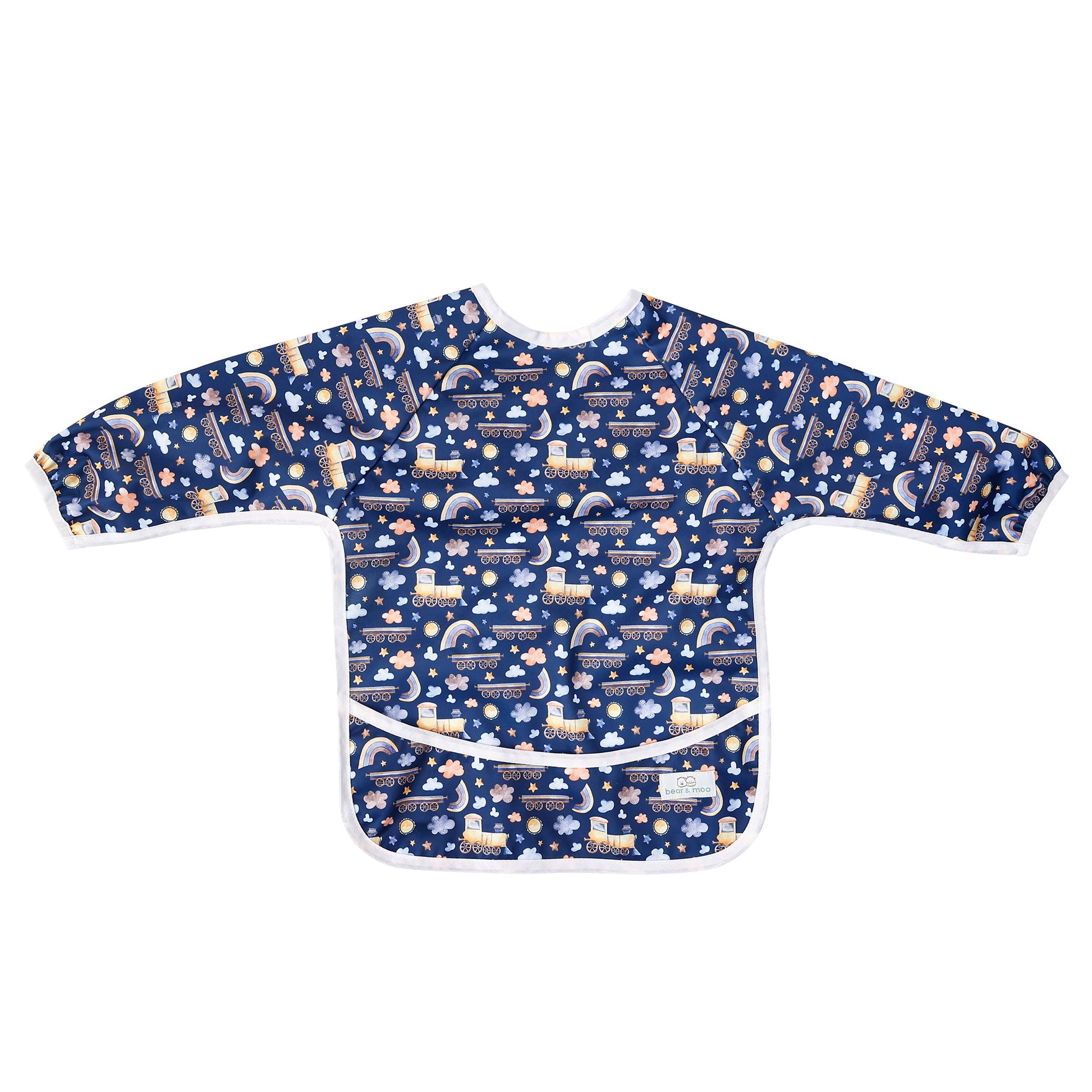 Bear & Moo Sleeved Bib | Locomotive