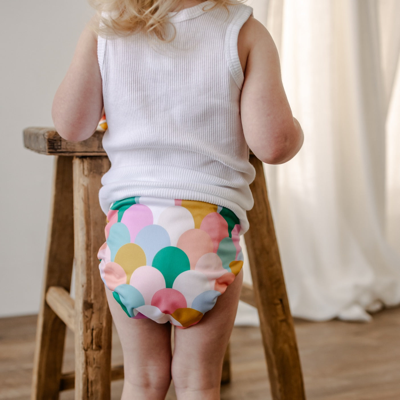 Bear & Moo One Size Fits Most Reusable Cloth Nappy in Mermaid Scales