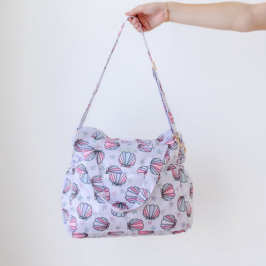 Bear & Moo Reusable Day Bags | Nappy Bags | Mermaid Shells print