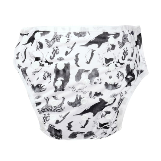 Bear & Moo Monochrome Animals Swim Nappy