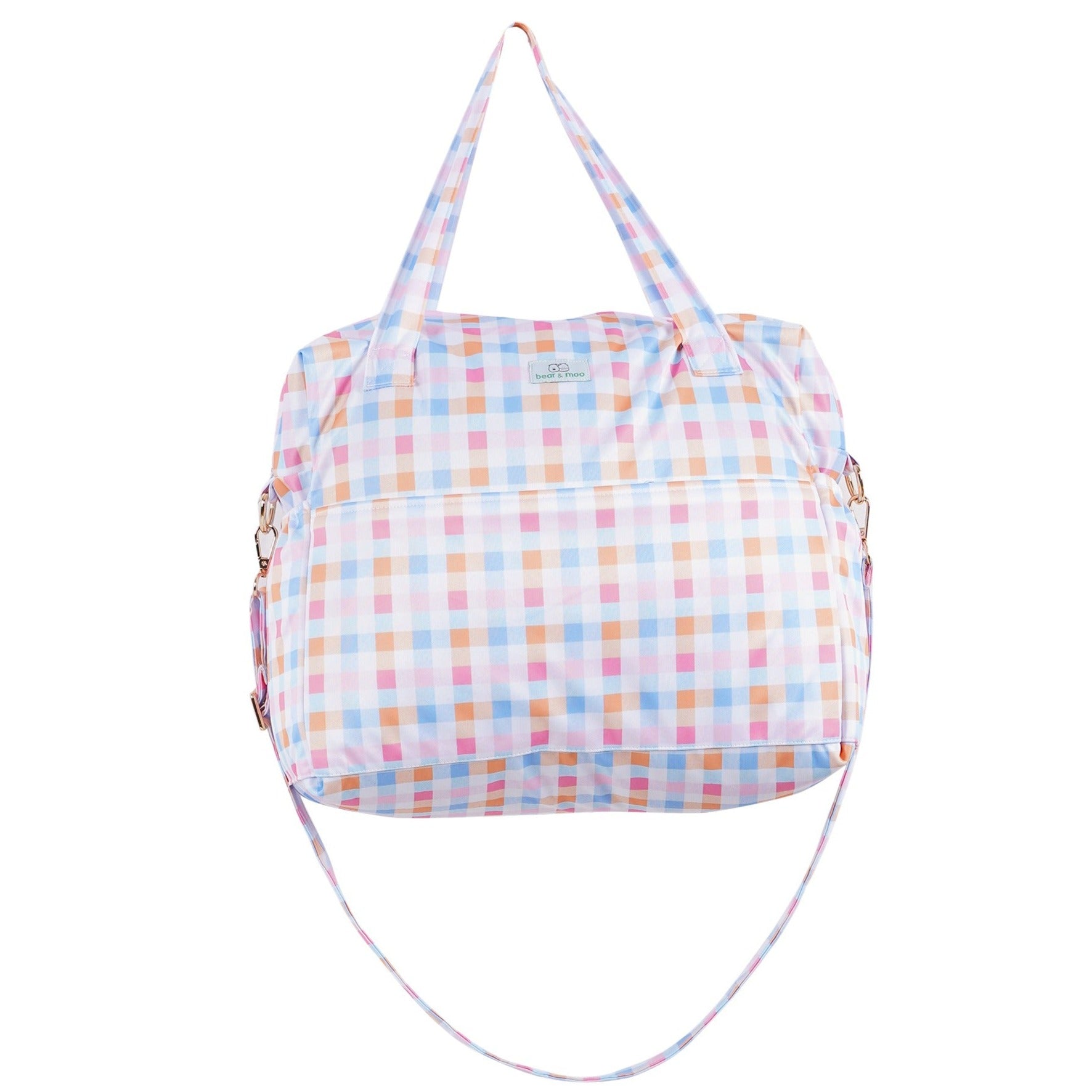 Bear & Moo Day Bag | Pastel Plaid