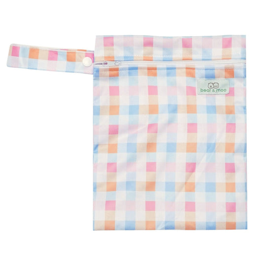 Bear & Moo Medium Wet Bag | Pastel Plaid