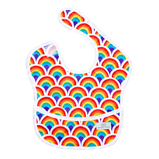 Bear & Moo Classic Bib in Rainbow Bright print