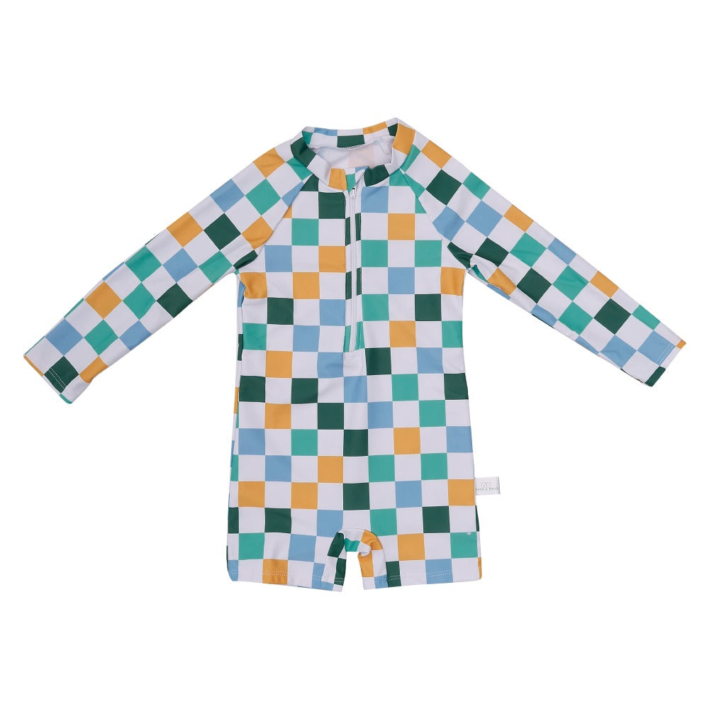 Bear & Moo Children's Swimsuit | Retro Checkerboard | Bear & Moo Kids Togs