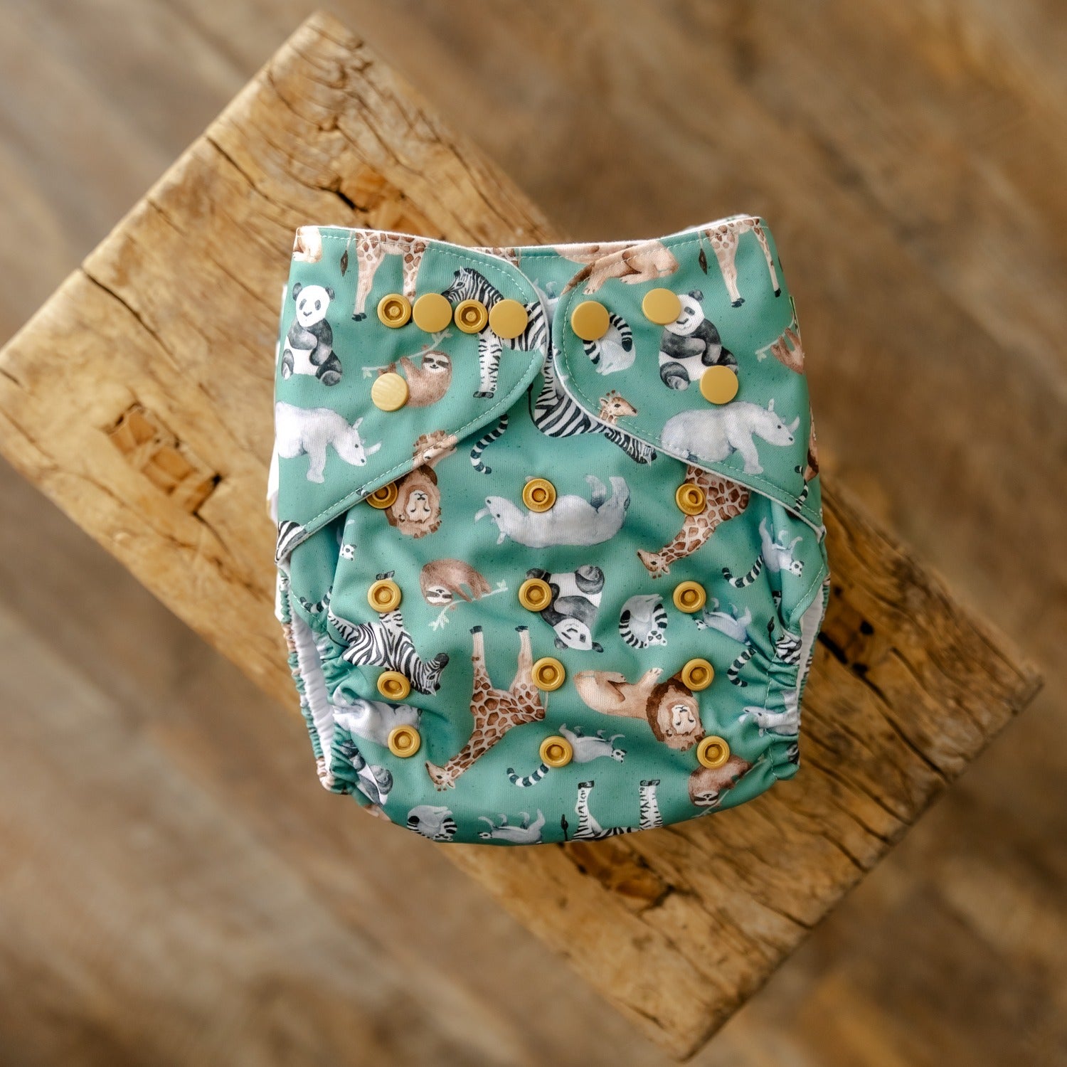 Bear & Moo Reusable Cloth Nappy in One Size Fits Most | Safari Animals print