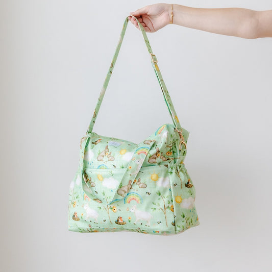 Bear & Moo Reusable Day Bags | Nappy Bags | Signs of Spring print