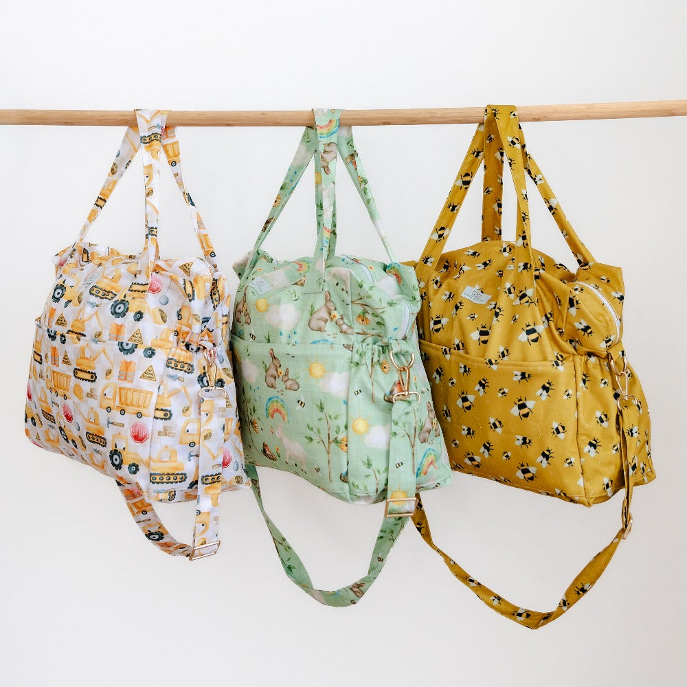 Bear & Moo Reusable Day Bags | Nappy Bags | Signs of Spring print