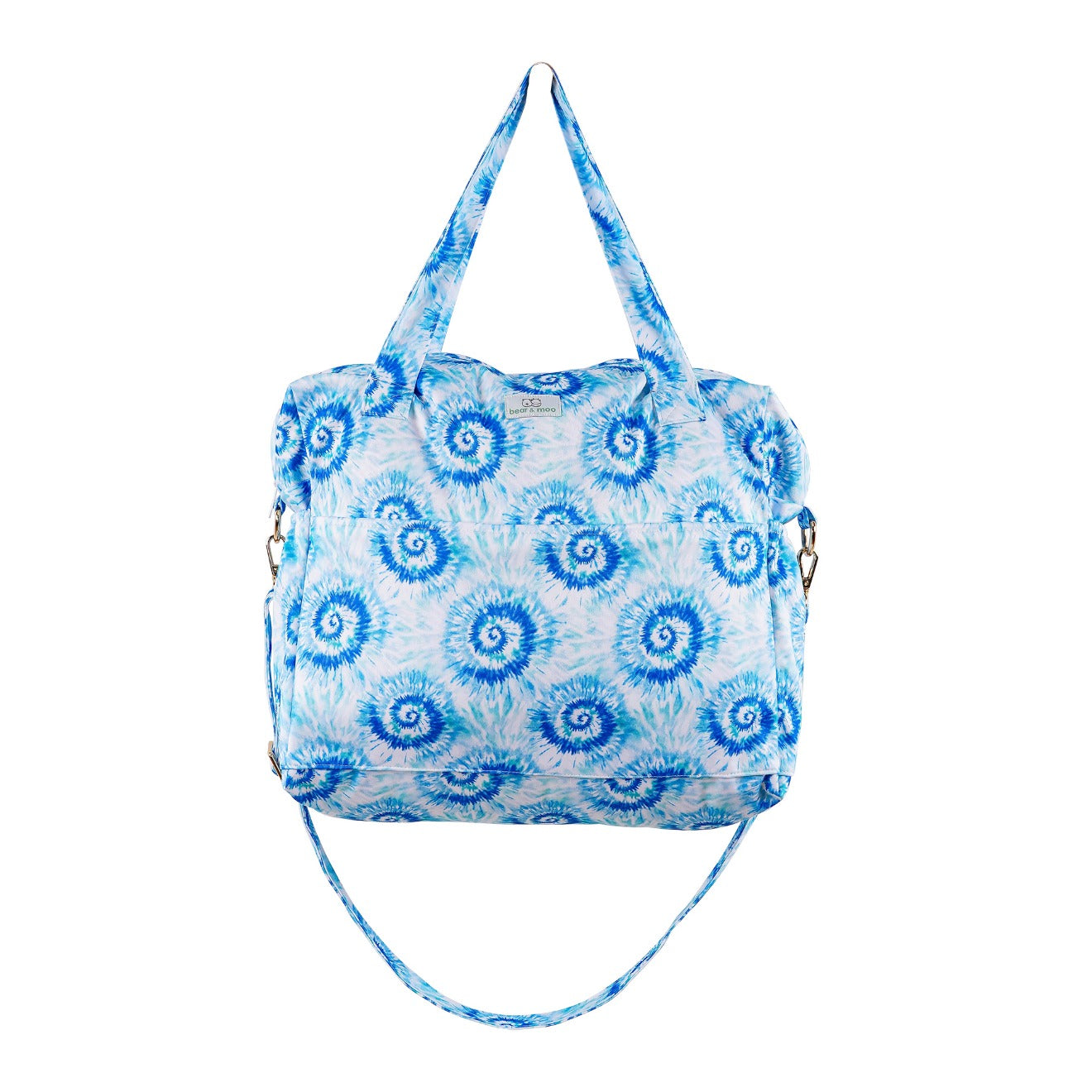 Bear & Moo Day Bag | Nappy Bag in Tie Dye Blues print