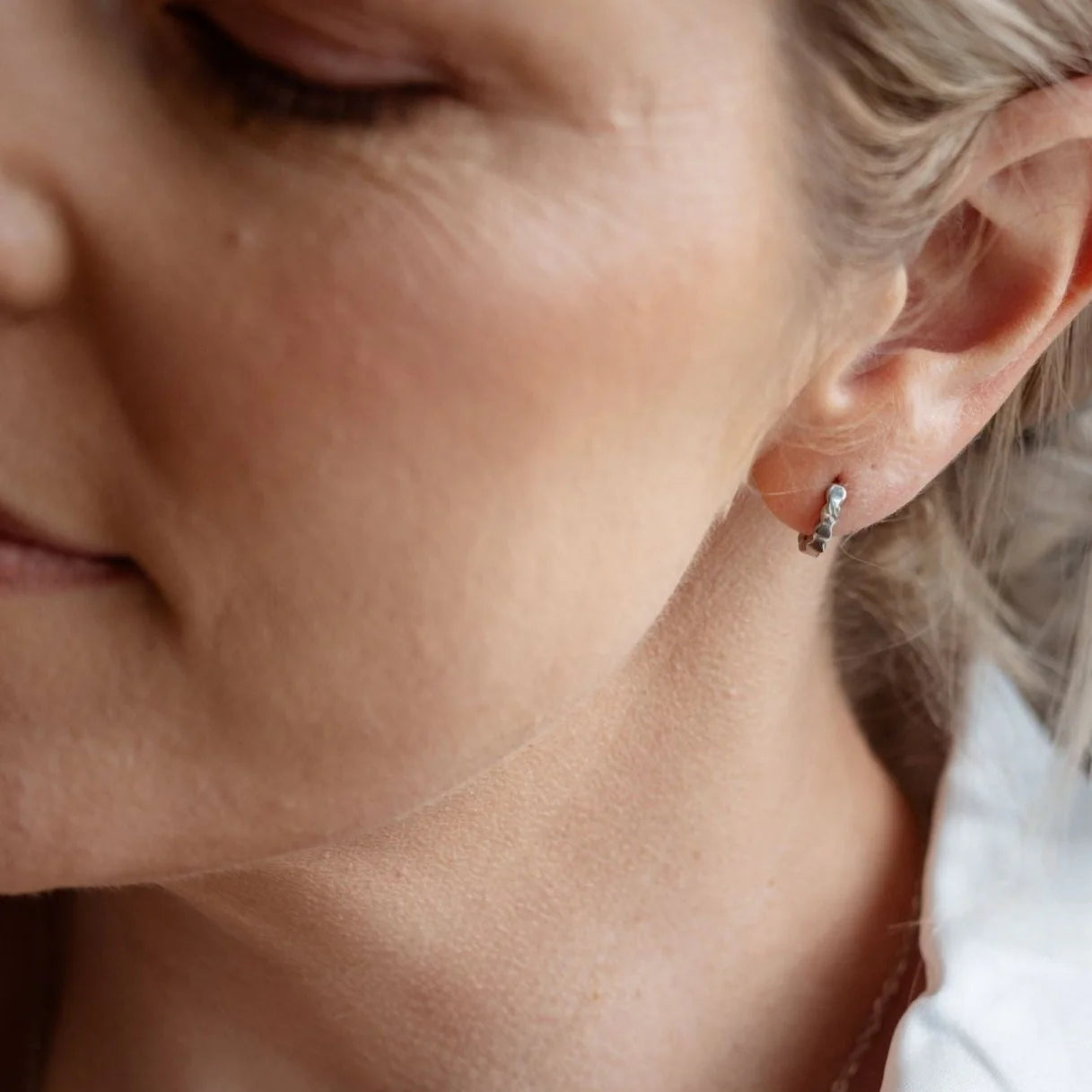 Katyb Jewellery Mini Hex Hoop Earrings available at Bear & Moo