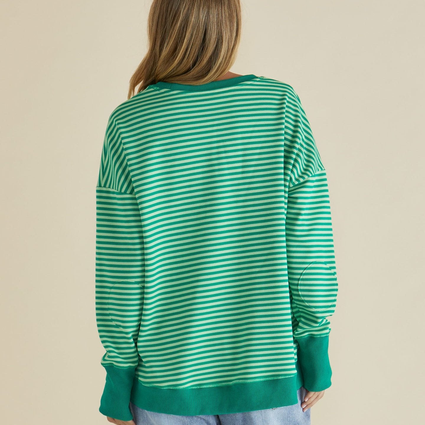 Betty Basics Cove Sweat in Green Stripe available at Bear & Moo