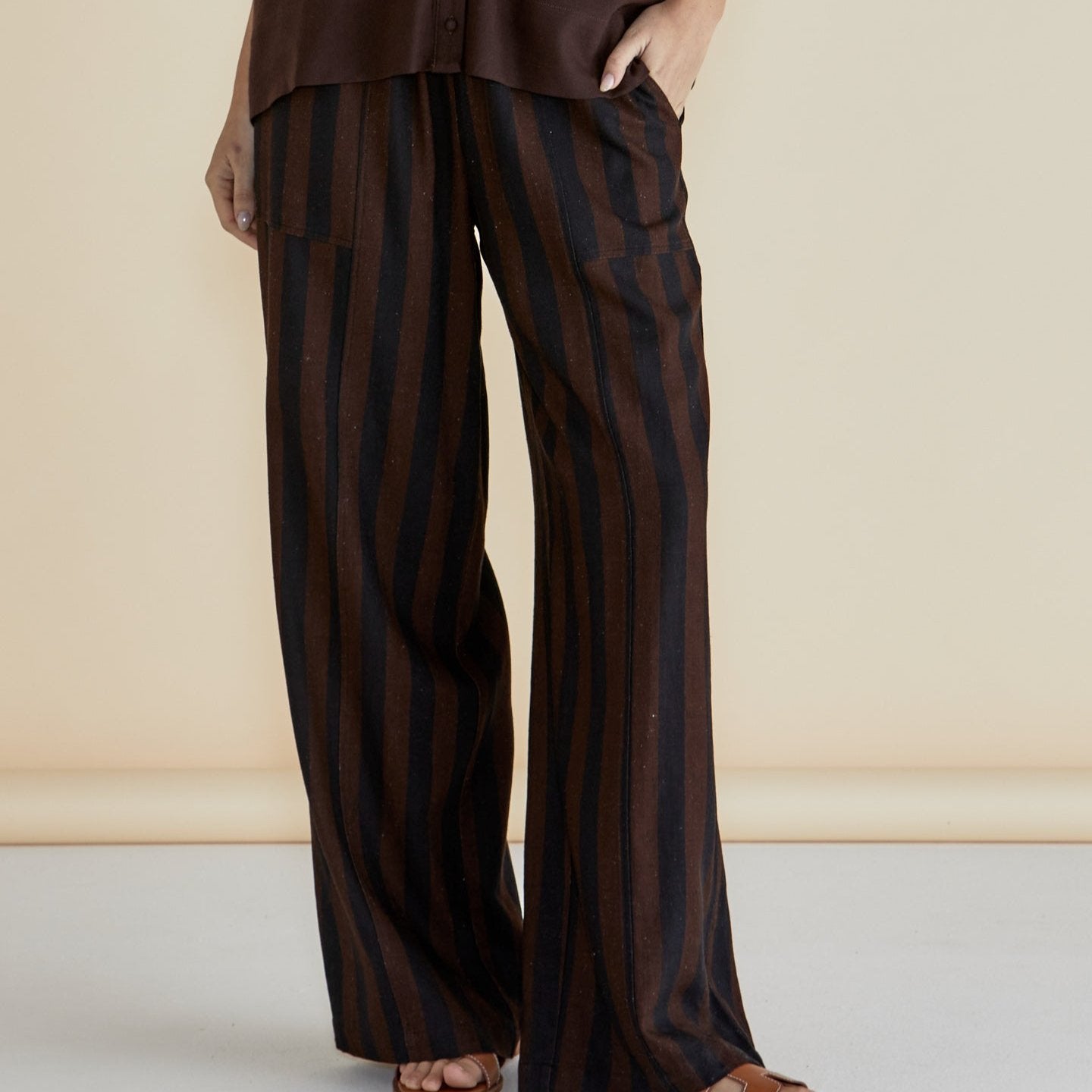 Betty Basics Tamara Pant in Chocolate Stripe available at Bear & Moo