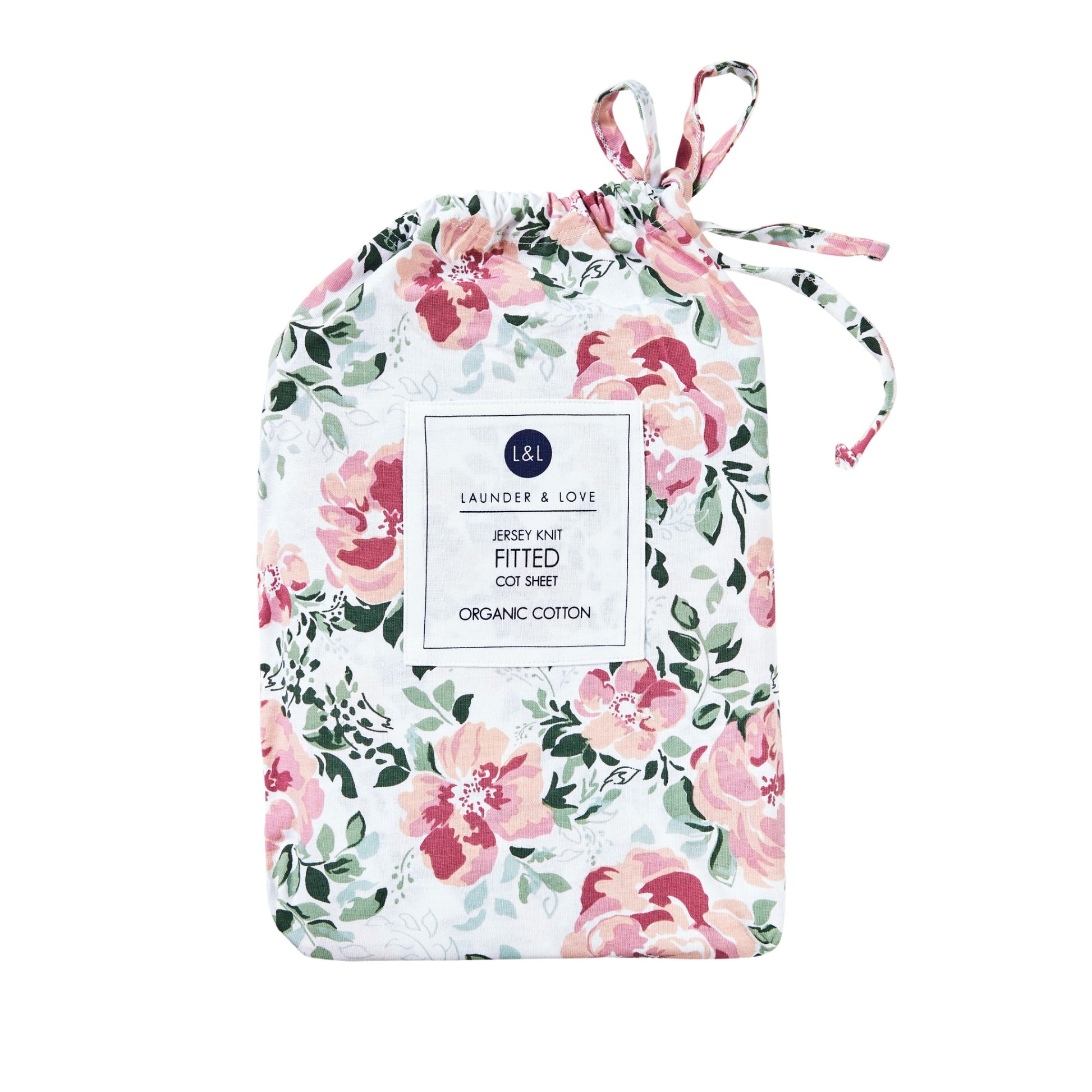 Launder & Love Fitted Cot Sheet in Floral available at Bear & Moo